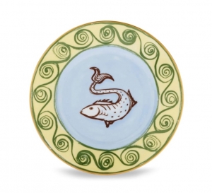 Ginori Il Viaggio Di Nettuno Bread Plate - Light Blue + Yellow - 6.4"